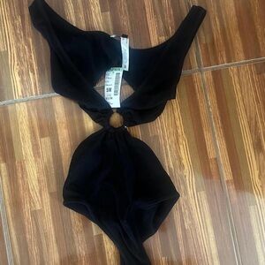 Papaya cut out black bodysuit S/M